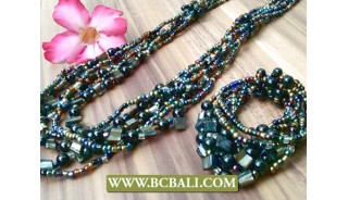 Mix Beaded Long Seeds Necklace Sets